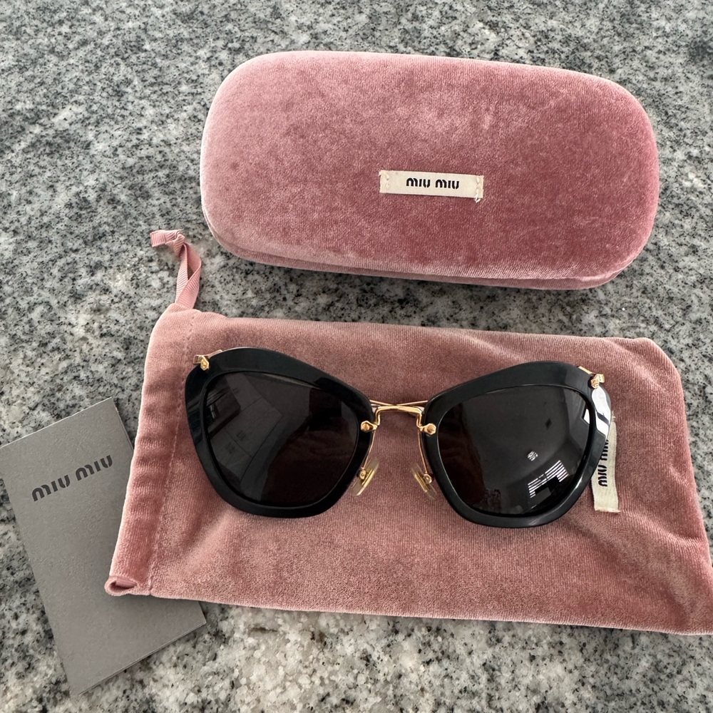 Miu Miu Black and Pink Sunglasses with Luxurious Case
